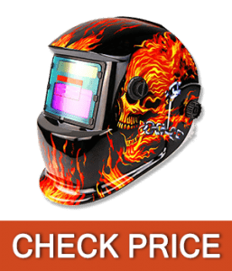 DEKOPRO Solar Powered Auto Darkening Flaming Skull Design Welding Helmet